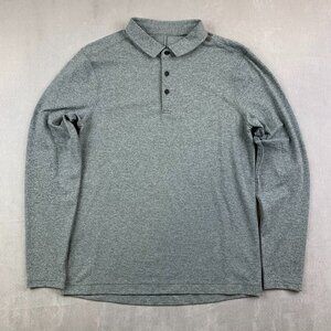 Lululemon Mens Shirt Medium Gray Evolution Long-Sleeve Polo Performance Stretch